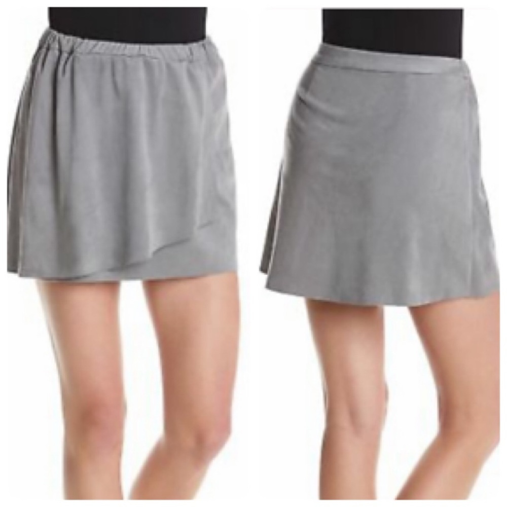 NWT KENSIE Faux Suede & Faux Wrap Grey Skirt XS